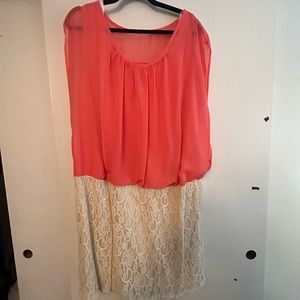 Peach/ cream lace dress